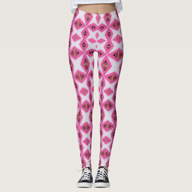 pink colorful abstract leggings (Front)