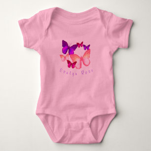 Pink Colorful Butterflies Baby Bodysuit
