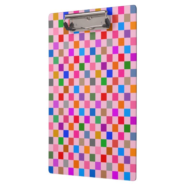 Pink Colorful Checkered Pattern  Clipboard (Left)