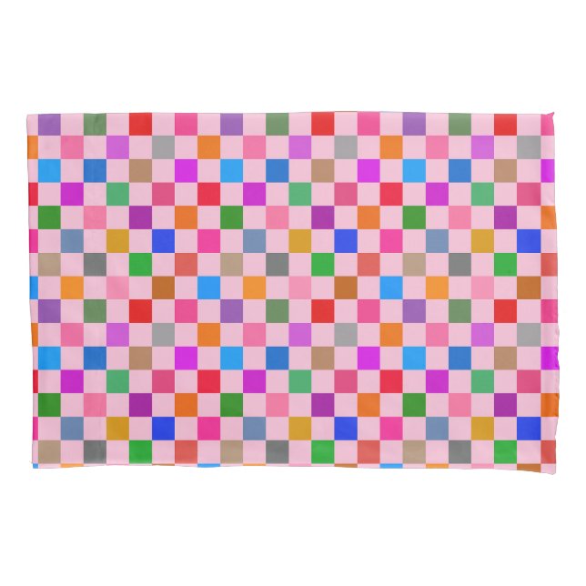 Pink Colorful Checkered Pattern  Pillow Case (Front)