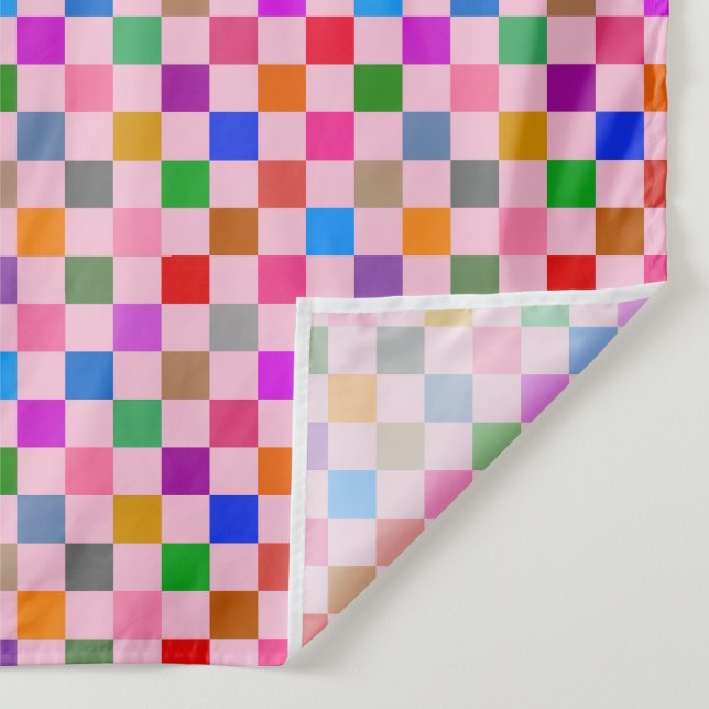 Pink Colorful Checkered Pattern  Tapestry (Detail)