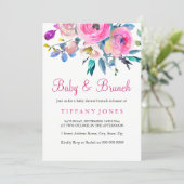 Pink Colorful Floral Baby & Brunch Invite (Standing Front)