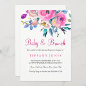 Pink Colorful Floral Baby & Brunch Invite (Front/Back)