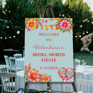 Pink Colorful FLoral Fiesta Bridal Shower Welcome Foam Board