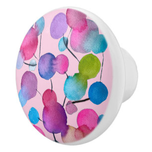 Pink colorful fun abstract art design ceramic knob
