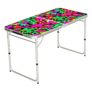 Pink Colorful Leaves Tailgate Size Pong Table