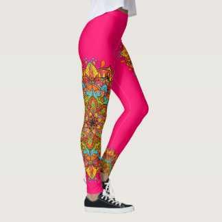 Pink Colorful Mandala Leggins Leggings