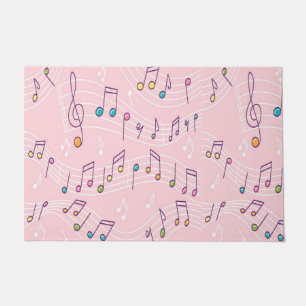 Pink colorful music note pattern musician musical doormat