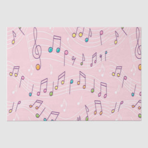 Pink colorful music note pattern musician musical tissue paper