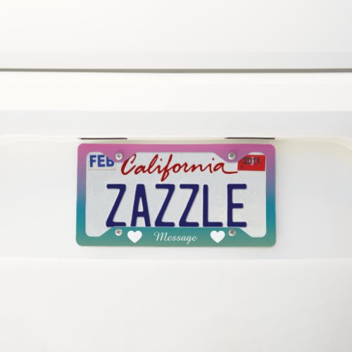 Pink Colorful Ombre Tiny Stars License Plate Frame