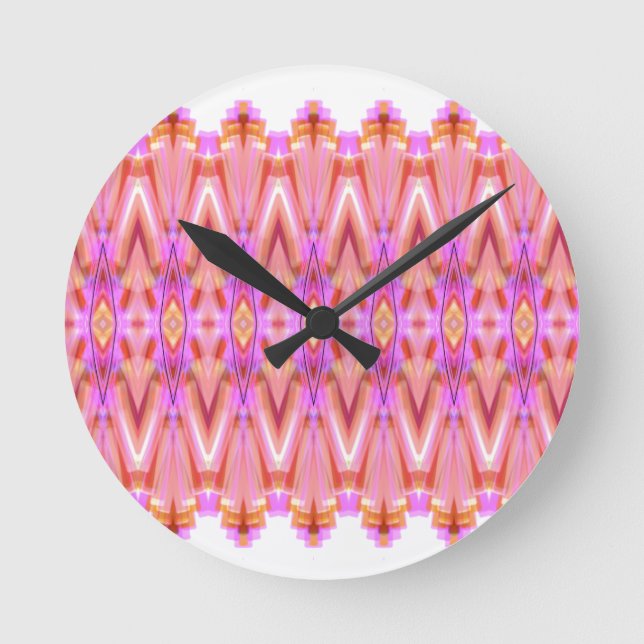 Pink Colorful Patterned Wall Clock (Front)