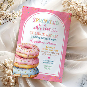 Pink Colorful Pink Donuts Sprinkled with Love Invitation