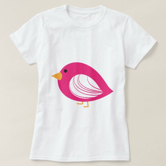 Pink colorful quirky birds T-Shirt (Design Front)