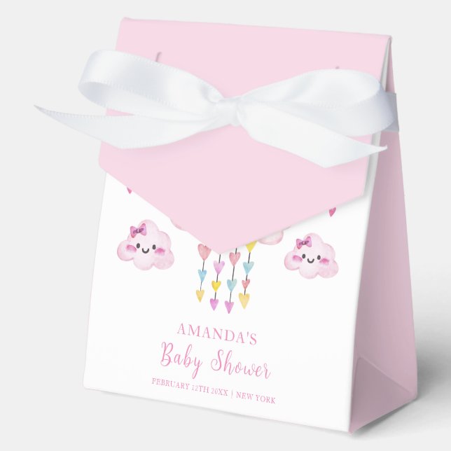 Pink Colorful Raindrop Sweetheart Baby Shower  Favor Boxes (Front)