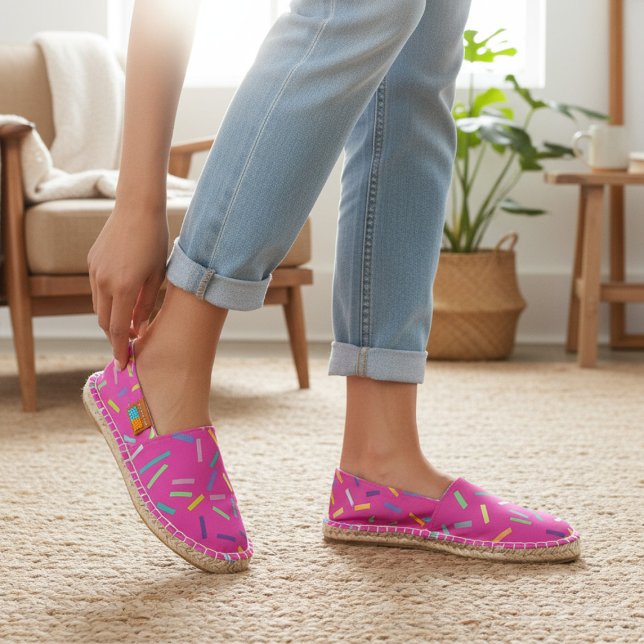 Pink Colorful Sprinkles Chic Pattern Espadrilles (Creator Uploaded)
