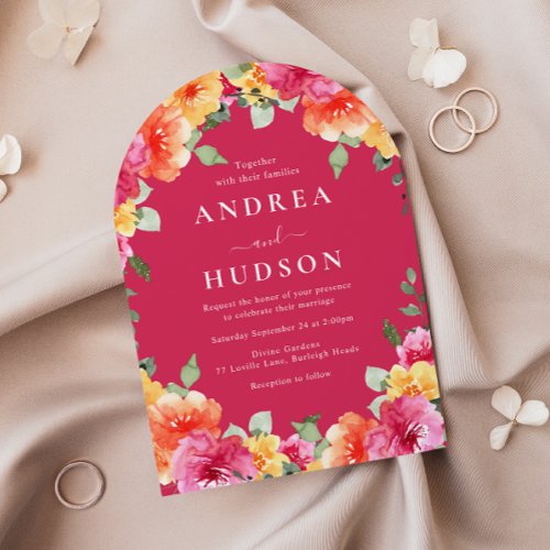 Pink Colorful Vibrant Spring Summer Floral Wedding