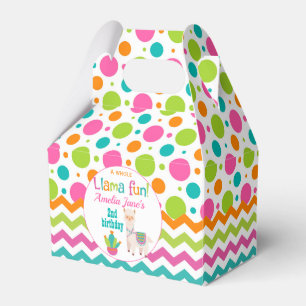 Pink Colorful ZigZag Llama Birthday Party Favor Boxes