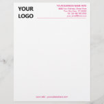 Pink Colors Letterhead Your Logo Photo Colors Font<br><div class="desc">Custom Colors - Simple Personalized Your Modern Business Office Letterhead with Logo - Choose / add your favorite elements and text colors / font and size ! Resize and move or remove and add elements - Image / text with customization tool ! Add Your Logo - Image - Photo /...</div>