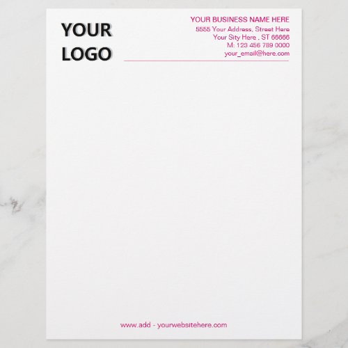 Pink Colors Letterhead Your Logo Photo Colors Font