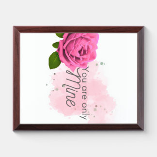 Pink colour romantic rose with text . award plaque