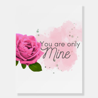 Pink colour romantic rose with text . foam board