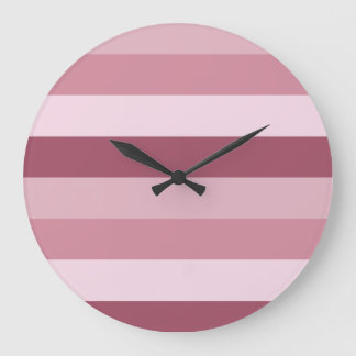 Pink Colour Tones Stripes Design  Large Clock