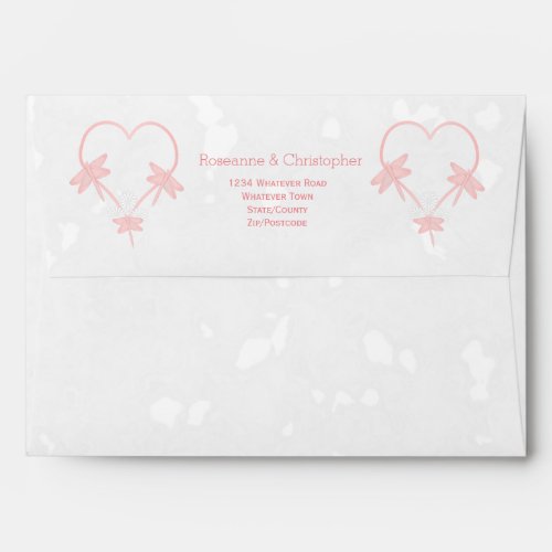 Pink Coloured Dragonfly Heart Design Wedding Envelope