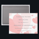 Pink Coloured Hearts Design Wedding Magnet<br><div class="desc">Wedding save the date magnet hearts design. Customise this pink coloured wedding save the date magnet with your wedding details. Should you require any help with customising then contact us through the link on this page. Pink coloured hearts design personalised wedding save the date magnet</div>