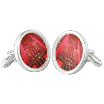 Pink Coloured Organ Pipes Cufflinks by organs at Zazzle