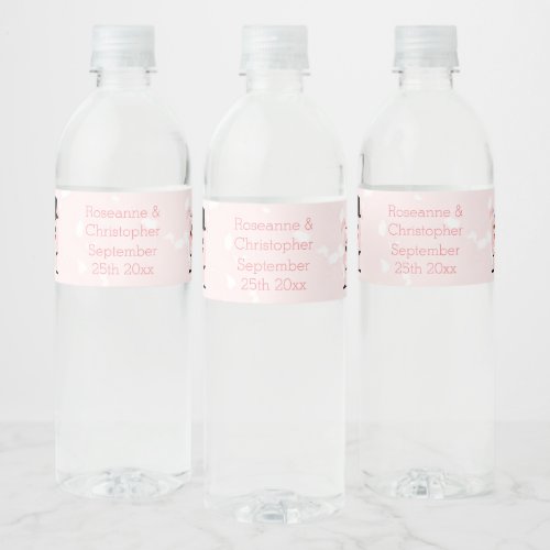 Pink Coloured Pig Design Wedding Water Bottle Label