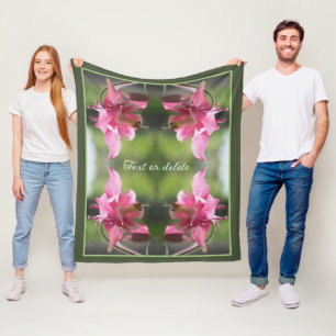 Pink Columbine Flower Abstract Personalized Fleece Blanket
