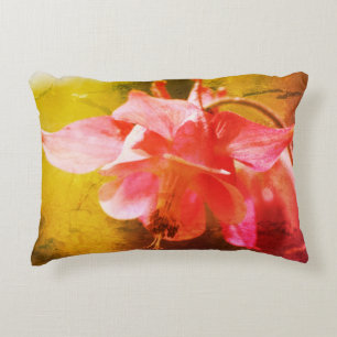 Pink Columbine Flower Art Accent Pillow
