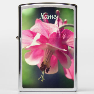 Pink Columbine Flower Close Up Personalized Zippo Lighter