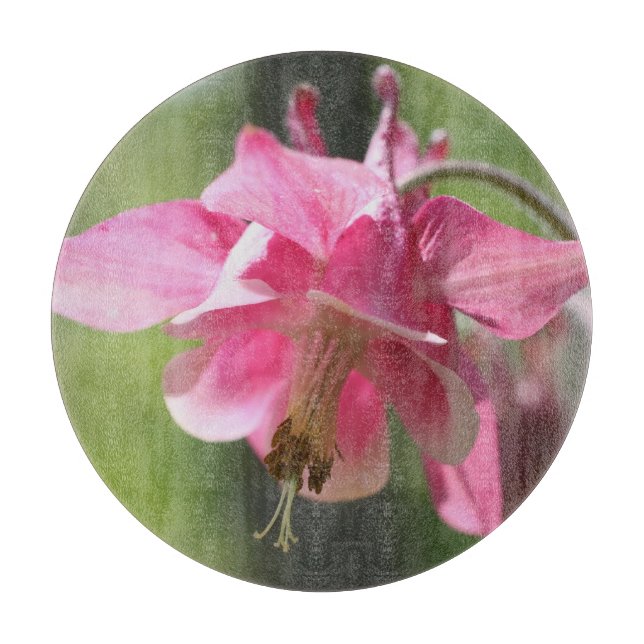 Pink Columbine Flower Cutting Board (Front)