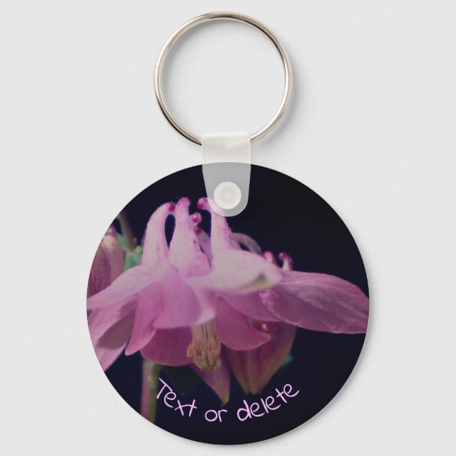 Pink Columbine Flower Personalized Keychain (Front)