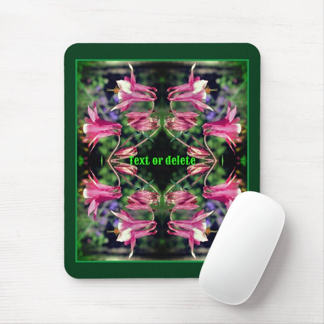 Pink Columbine Flowers Abstract Personalized Mouse Pad (With Mouse)