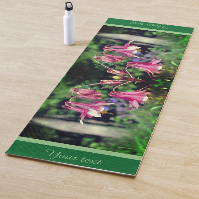 Pink Columbine Flowers Close Up Personalized Yoga Mat (In Situ)