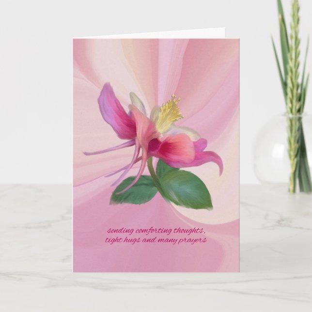 Pink Columbine Melody – Comforting Sympathy Card (Front)