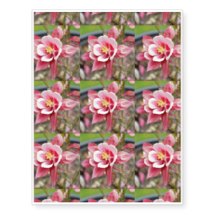 Pink Columbine Temporary Tattoos