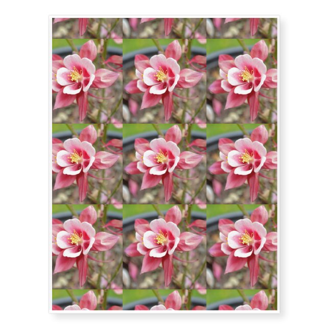 Pink Columbine Temporary Tattoos (Front)