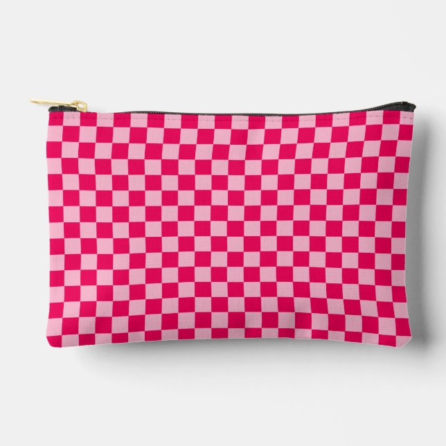 Pink Combination Classic Checkerboard by STaylor Accessory Pouch (Front)