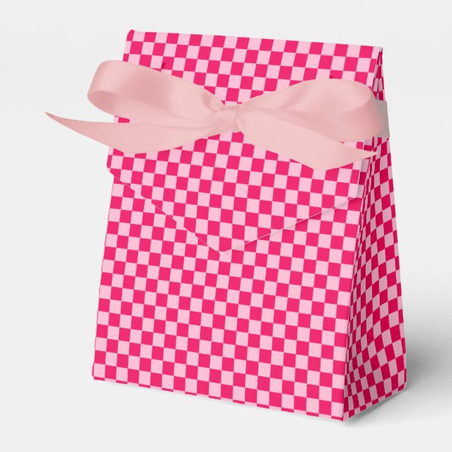 Pink Combination Classic Checkerboard by STaylor Favor Boxes (Front Side)