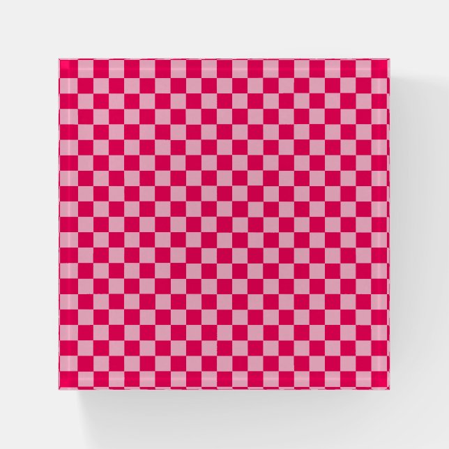 Pink Combination Classic Checkerboard by STaylor Paperweight (Front)