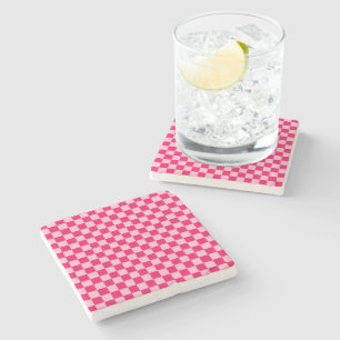 Pink Combination Classic Checkerboard by STaylor Stone Coaster