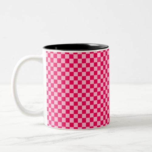 Pink Combination Classic Checkerboard by STaylor Two_Tone Coffee Mug