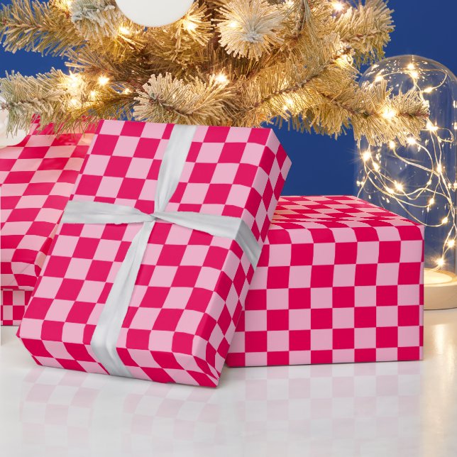 Pink Combination Classic Checkerboard by STaylor Wrapping Paper (Holidays)