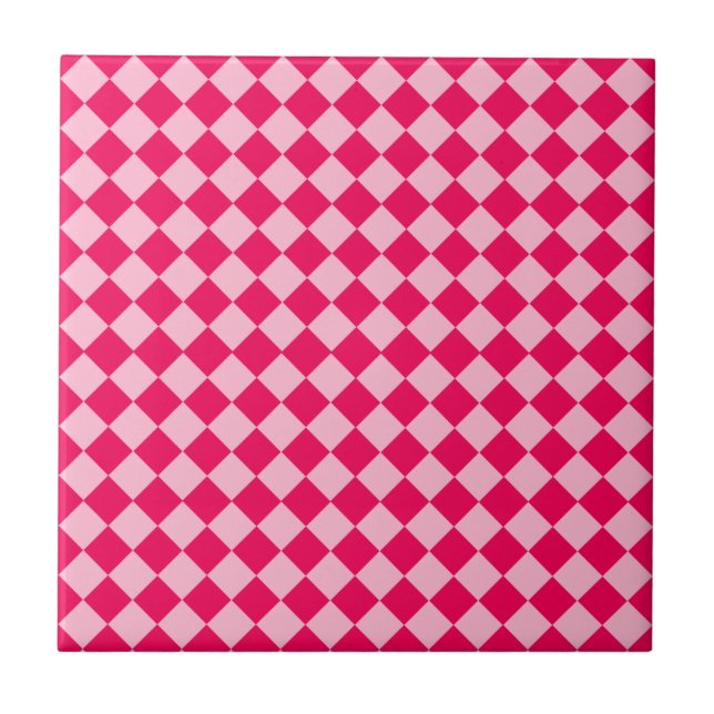 Pink Combination Diamond Pattern by Shirley Taylor Tile (Front)