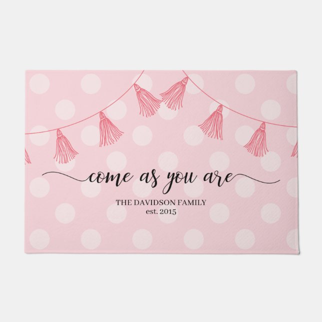 Pink Come As You Are Personalized Welcome Doormat (Front)