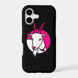 Pink Comic Goat Digital Portrait Black Background iPhone 17 Case