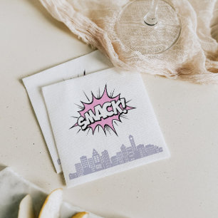 Pink Comics Book Superhero Birthday Napkins